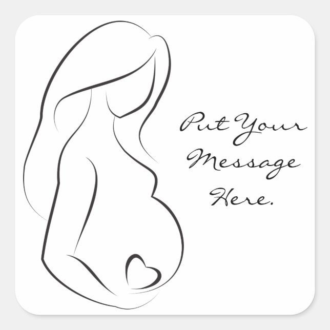 Profile Pregnant Woman Belly Heart Square Sticker (Front)