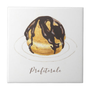 Profiterole watercolor ceramic tile