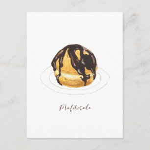 Profiterole watercolor postcard