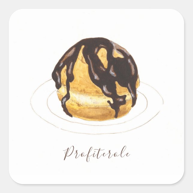 Profiterole watercolor square sticker (Front)