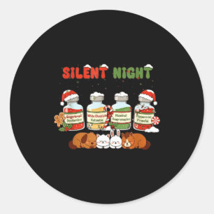 Profol Silent Night Funny Vet Tech Christmas  Classic Round Sticker