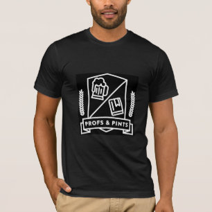 Profs and Pints-white crest on black background T-Shirt