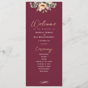 Program - Elegant burgundy, Wedding 