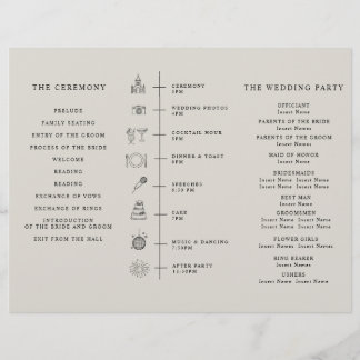 Program Minimalist Timeline for a Modern Wedding. Flyer