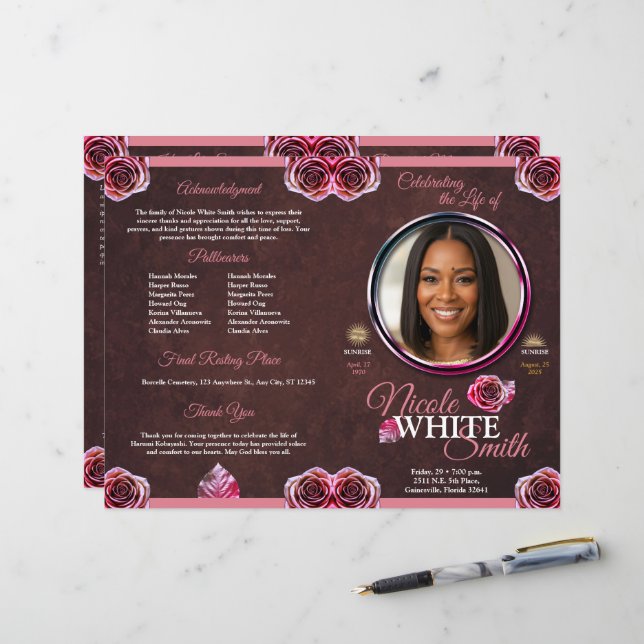 Programa Celebración de la Vida Rose Gold / Cafe (Front/Back In Situ)