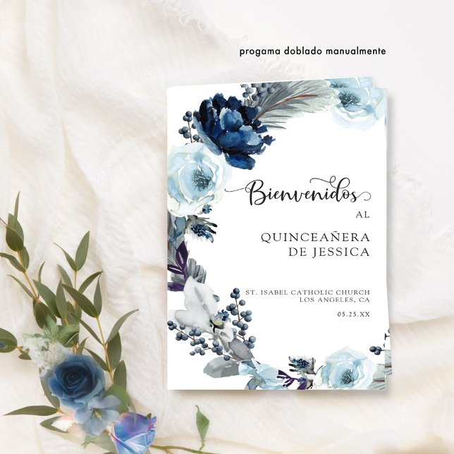 Programa de Quinceañera Azul con Flores (Creator Uploaded)