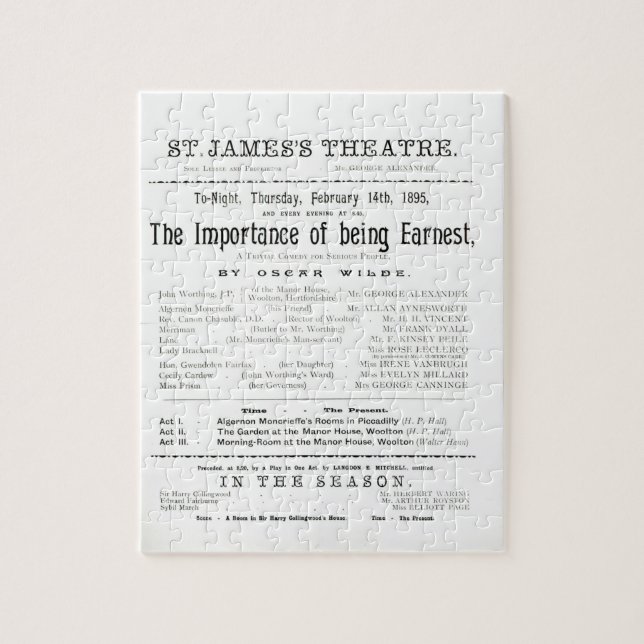 Programme for a performance of The Importance of B Jigsaw Puzzle (Vertical)