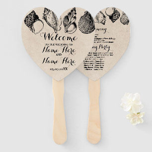 Programme Hand Fan Shells Beach Wedding Sea