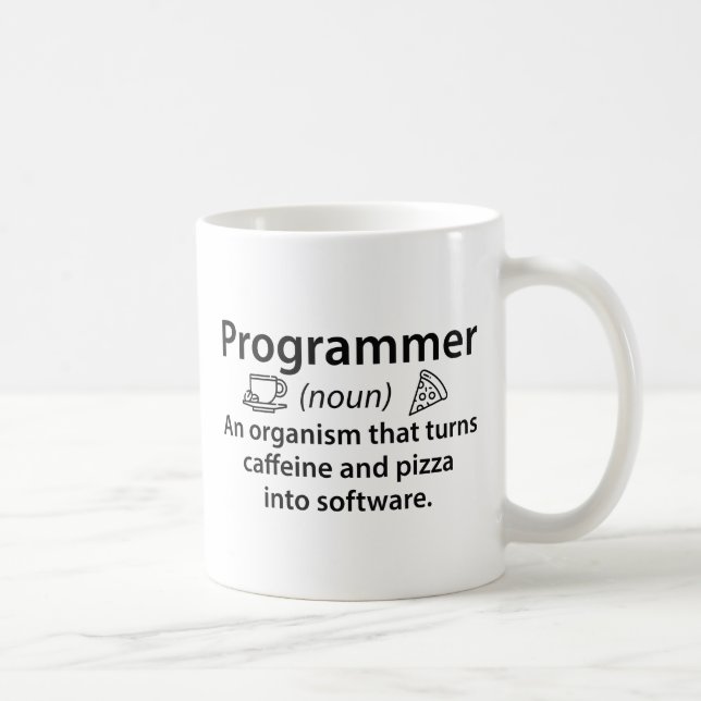 Programmer Caffeine Pizza Coffee Mug (Right)