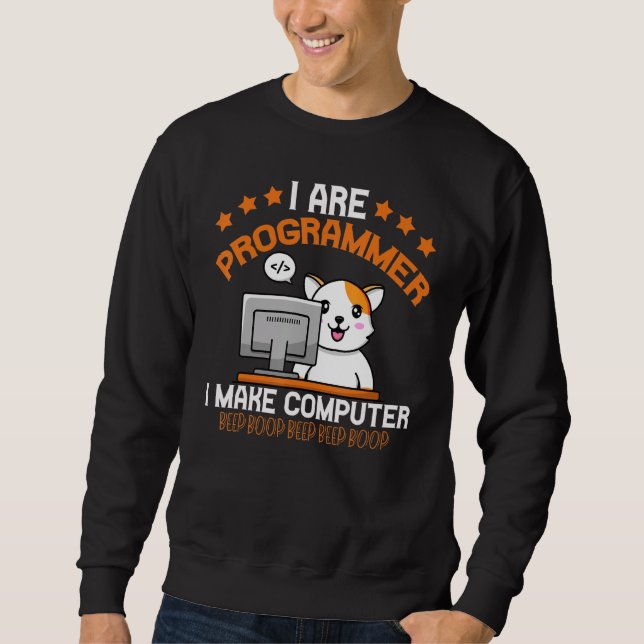 Programmer Cat Animal  Coding Squad Engineer Sweatshirt (Front)