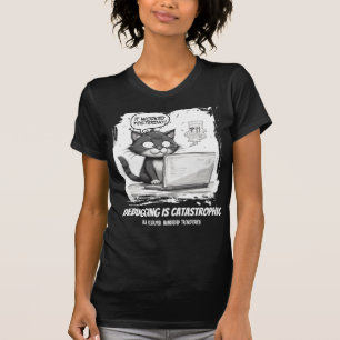 Programmer Cat Humour Debugging is Catastrophic T-Shirt