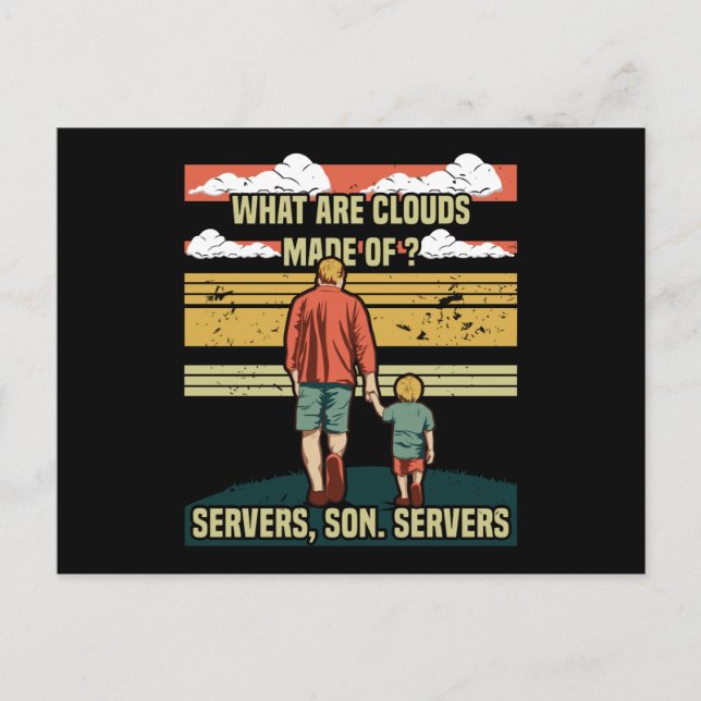 Programmer Dad - Clouds Server Son Postcard (Front)