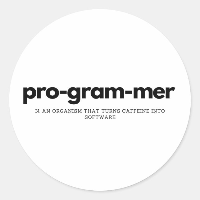 Programmer definition classic round sticker (Front)