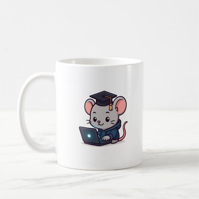 Programmer Graduation Kawaii Funny Mouse Coffee Mug (Left)
