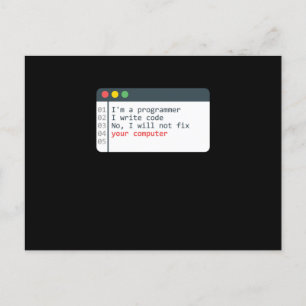 Programmer HTML Computer Coder Coding Programming Postcard