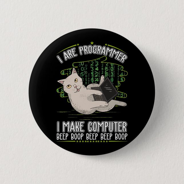Programmer humour computer science 6 cm round badge (Front)