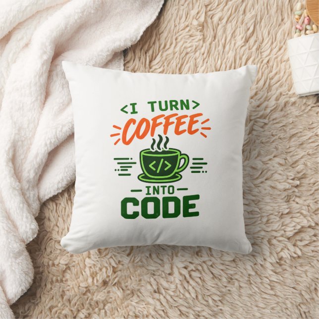 Programmer IT Humour I Turn Coffee Into Code Dev Cushion (Blanket)