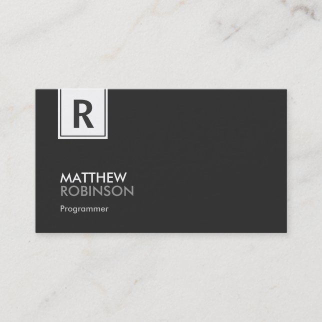 Programmer - Modern Classy Monogram Business Card (Front)