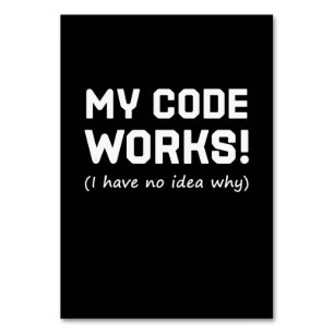 Programmer My Code Works Table Number