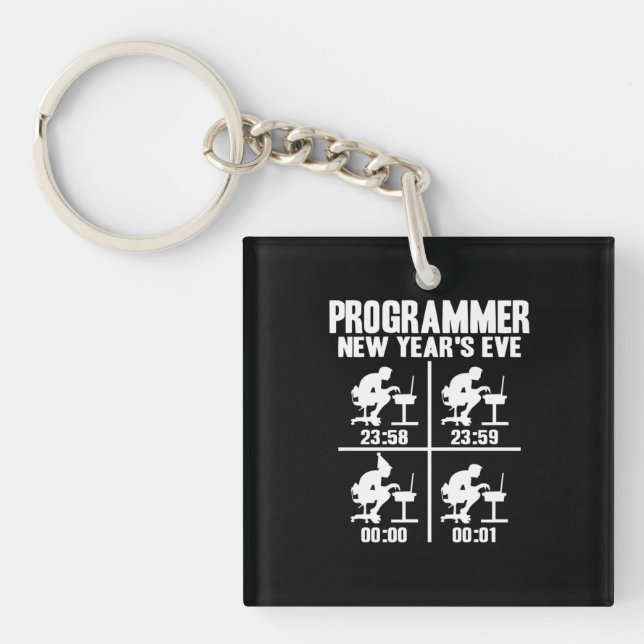 Programmer New Year's Ever Key Ring (Front)
