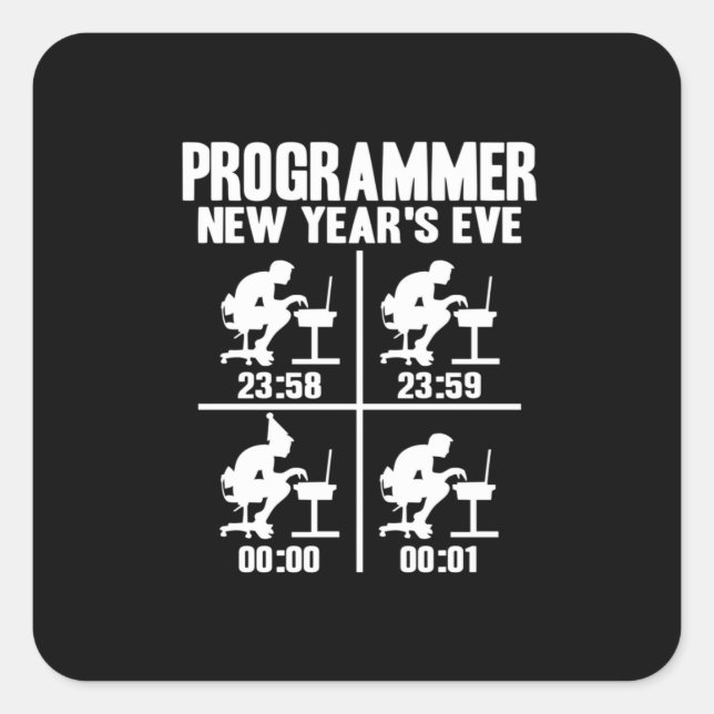 Programmer New Year's Ever Square Sticker (Front)