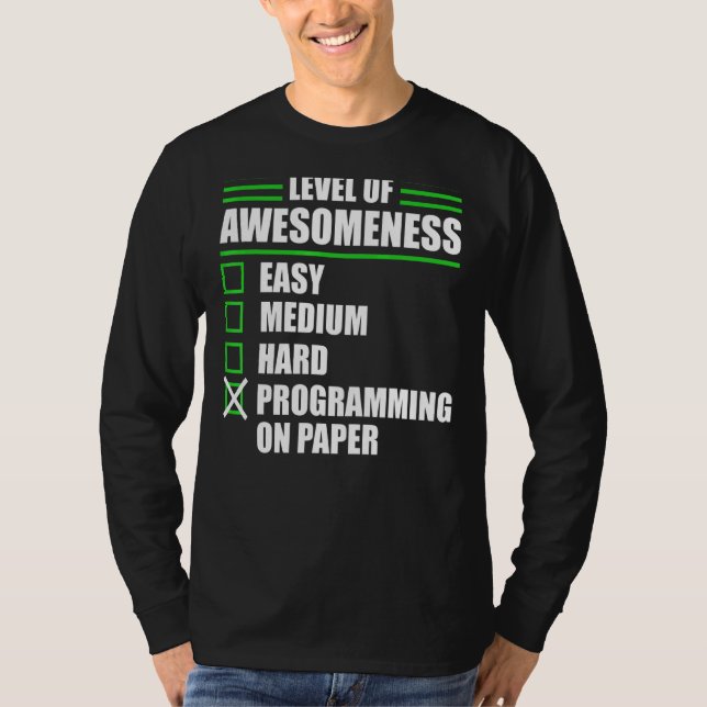 Programmer Programming On Paper Computer Science T-Shirt (Front)