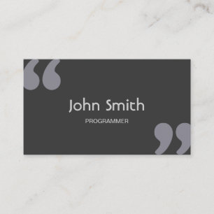 Programmer Simple Quotation Marks Business Card