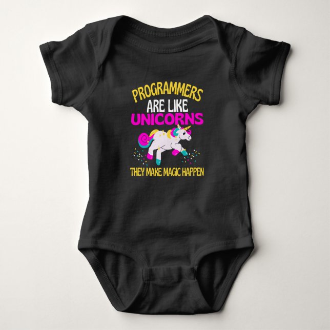 Programmer Unicorn , Magical Unicorn Programmers Baby Bodysuit (Front)