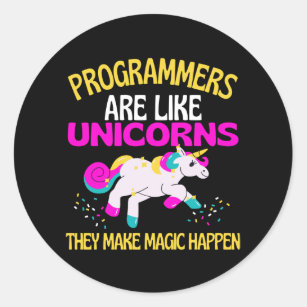 Programmer Unicorn , Magical Unicorn Programmers Classic Round Sticker