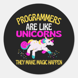 Programmer Unicorn , Magical Unicorn Programmers Classic Round Sticker