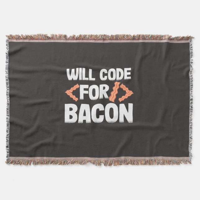 Programmer Will Code For Bacon Throw Blanket (Front)