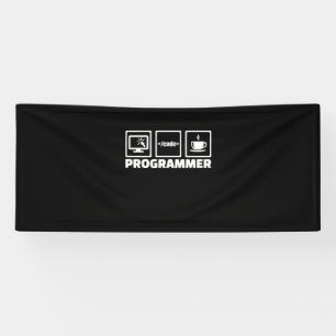 Programmer Write Code And Drink Coffee Banner