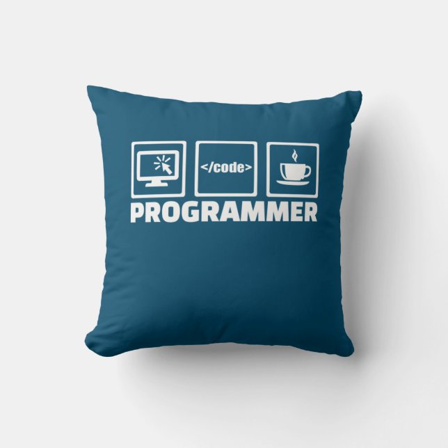 Programmer Write Code And Drink Coffee Cushion (Front)