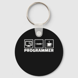 Programmer Write Code And Drink Coffee Key Ring