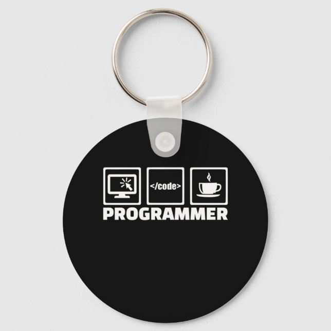 Programmer Write Code And Drink Coffee Key Ring (Front)