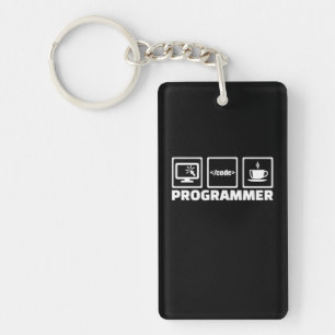 Programmer Write Code And Drink Coffee Key Ring