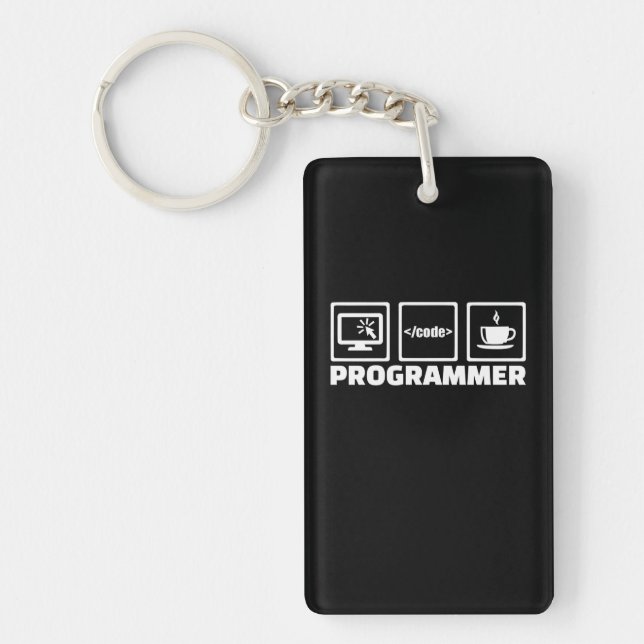 Programmer Write Code And Drink Coffee Key Ring (Front)