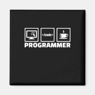 Programmer Write Code And Drink Coffee Magnet