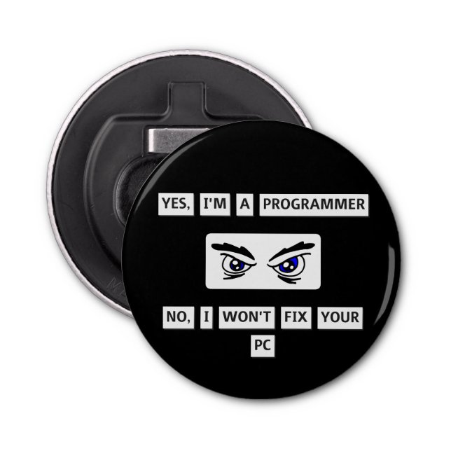 Programmer's Disclaimer T-Shirt Bottle Opener (Front)