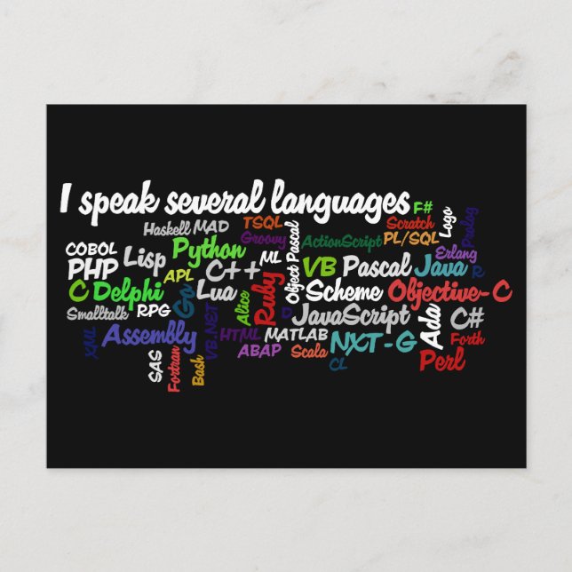 Programmers Have Multiple Programming Skills Postcard (Front)