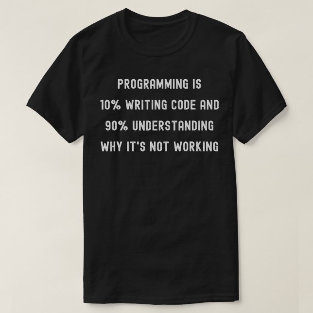 Programming Is 10 Writting Code And 90 Understandi T-Shirt (Design Front)