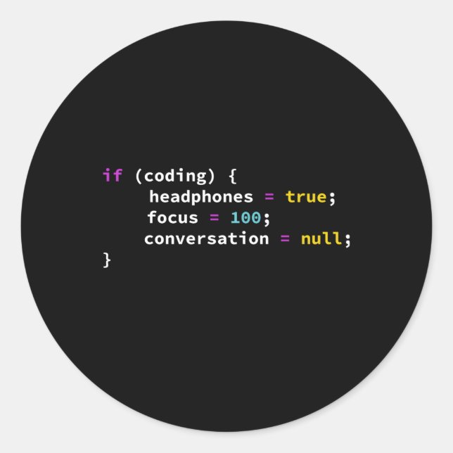 Programming Joke If Coding Headphones Programmer Classic Round Sticker (Front)