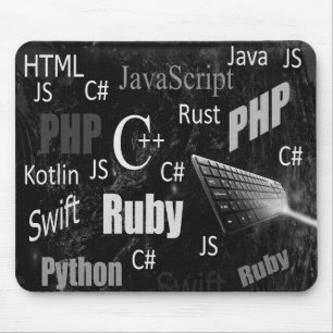 Programming languages black and white mouse pad