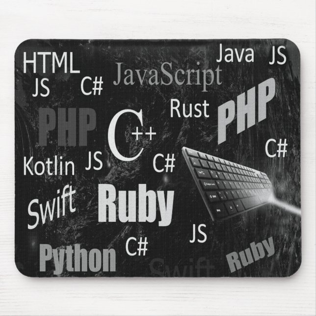 Programming languages black and white mouse pad (Front)