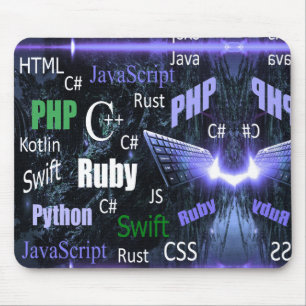 Programming languages blue mouse pad