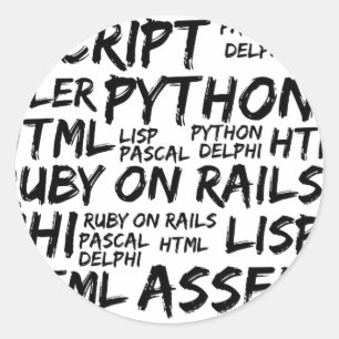 Programming Languages, Computer Languages, Code Classic Round Sticker