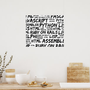 Programming Languages (Java, Pascal) - Black Poster