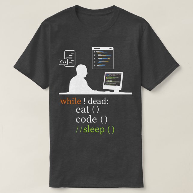 Programming Programmer Coding Eat Code Sleep T-Shirt (Design Front)