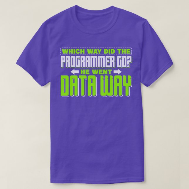 Programming Which way did the programmer go T-Shirt (Design Front)