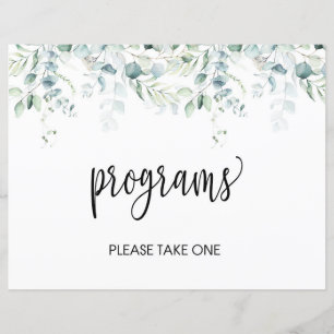 Programs Sign - Eucalyptus Wedding